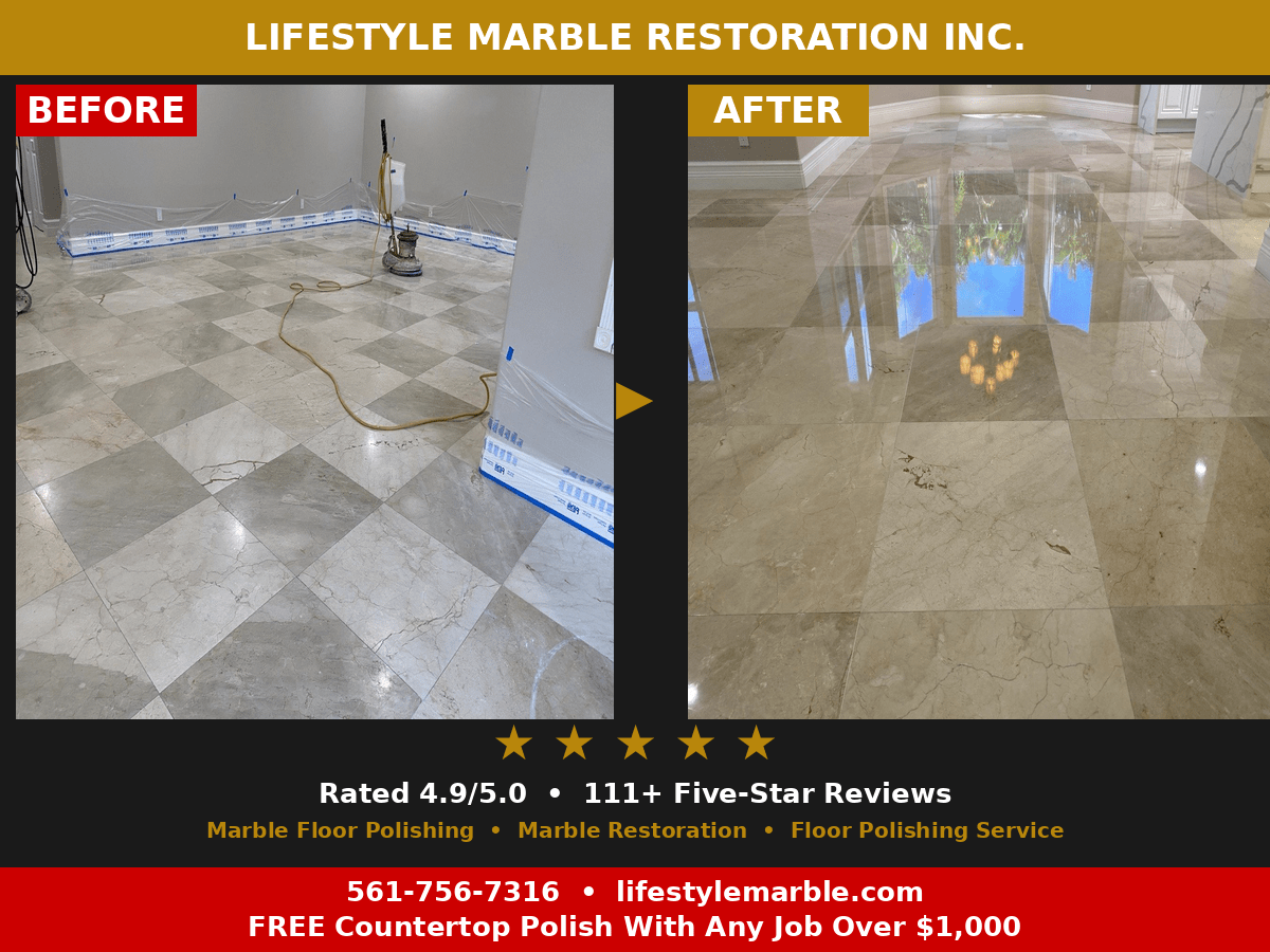 Marble Floor Polishing Before After Palm Beach