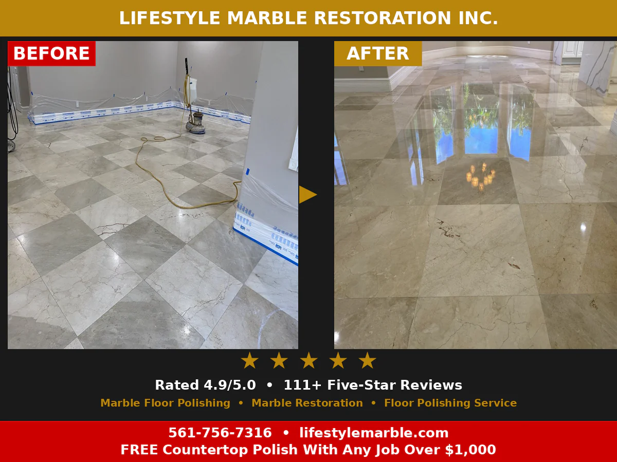 Marble Floor Polishing Before After Palm Beach