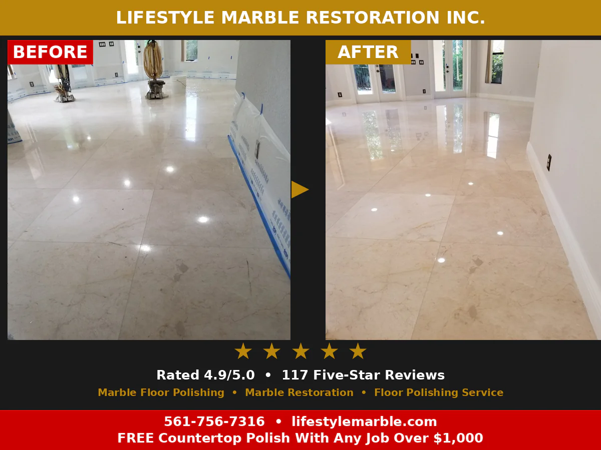 Marble Living Room Floor Polishing