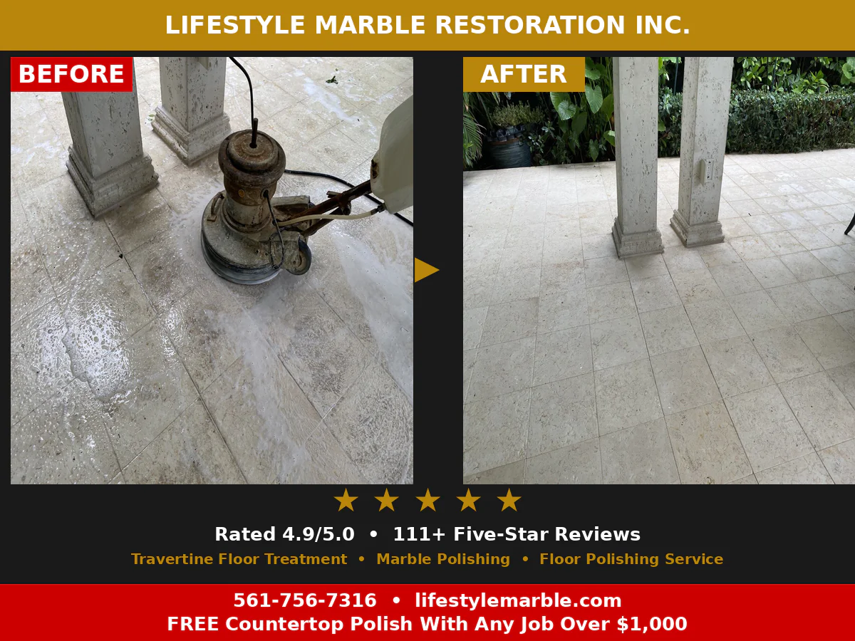 Travertine Patio Restoration Palm Beach