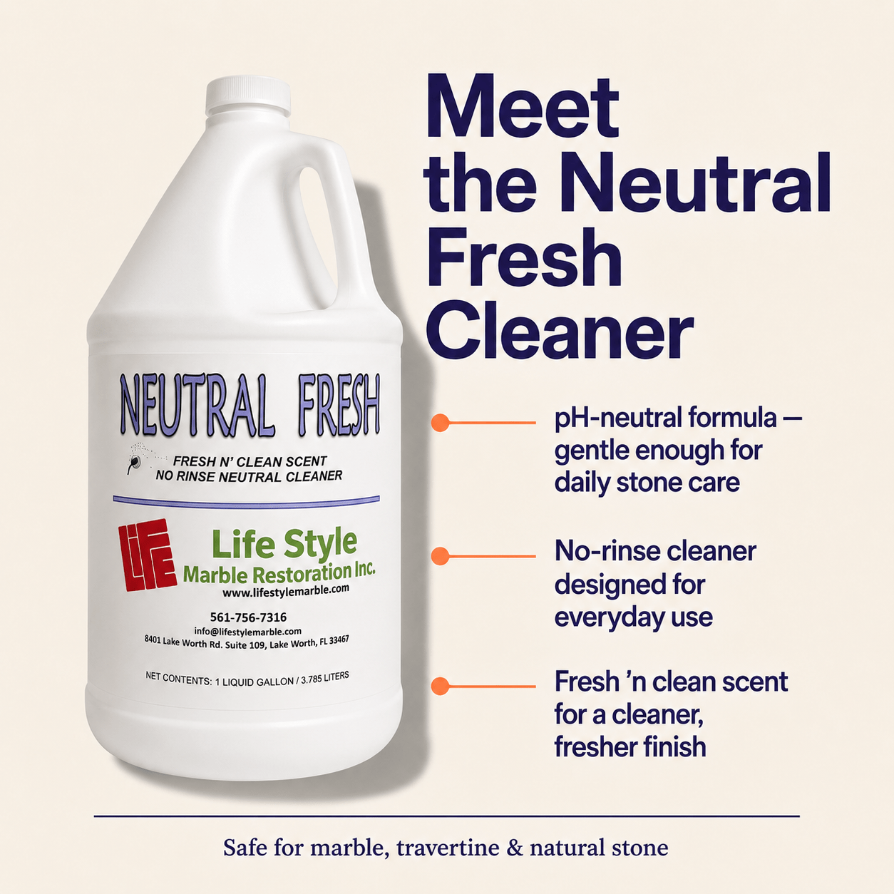 Neutral Fresh and Lavender Neutral cleaners by Lifestyle Marble Restoration