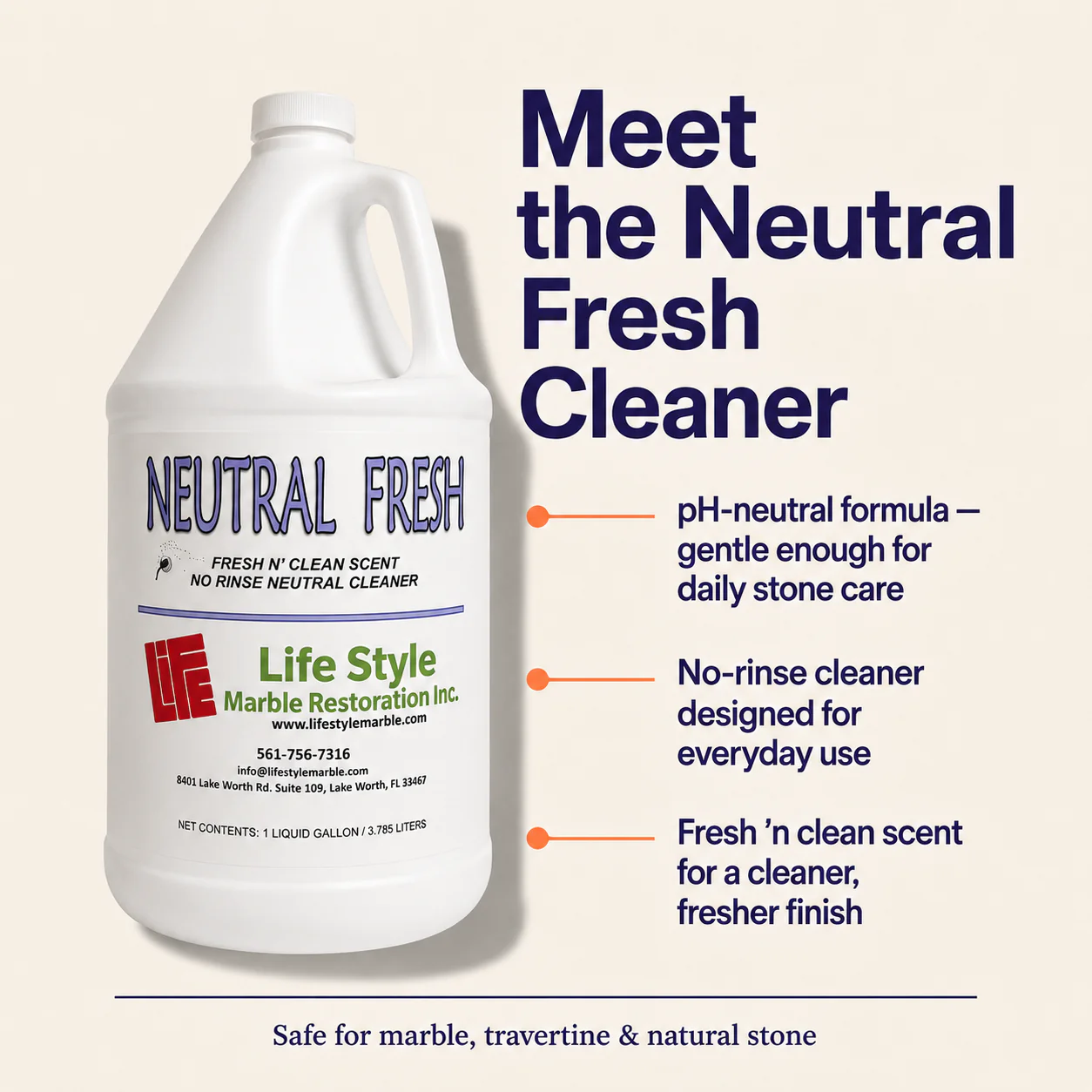 Neutral Fresh and Lavender Neutral cleaners by Lifestyle Marble Restoration