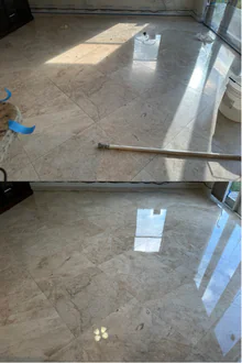 Marble floor before and after restoration, Palm Beach County