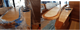 Marble floor before and after, wide room restoration