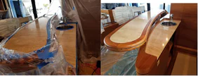Marble floor before and after, wide room restoration