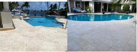 Marble floor before and after, wide room restoration