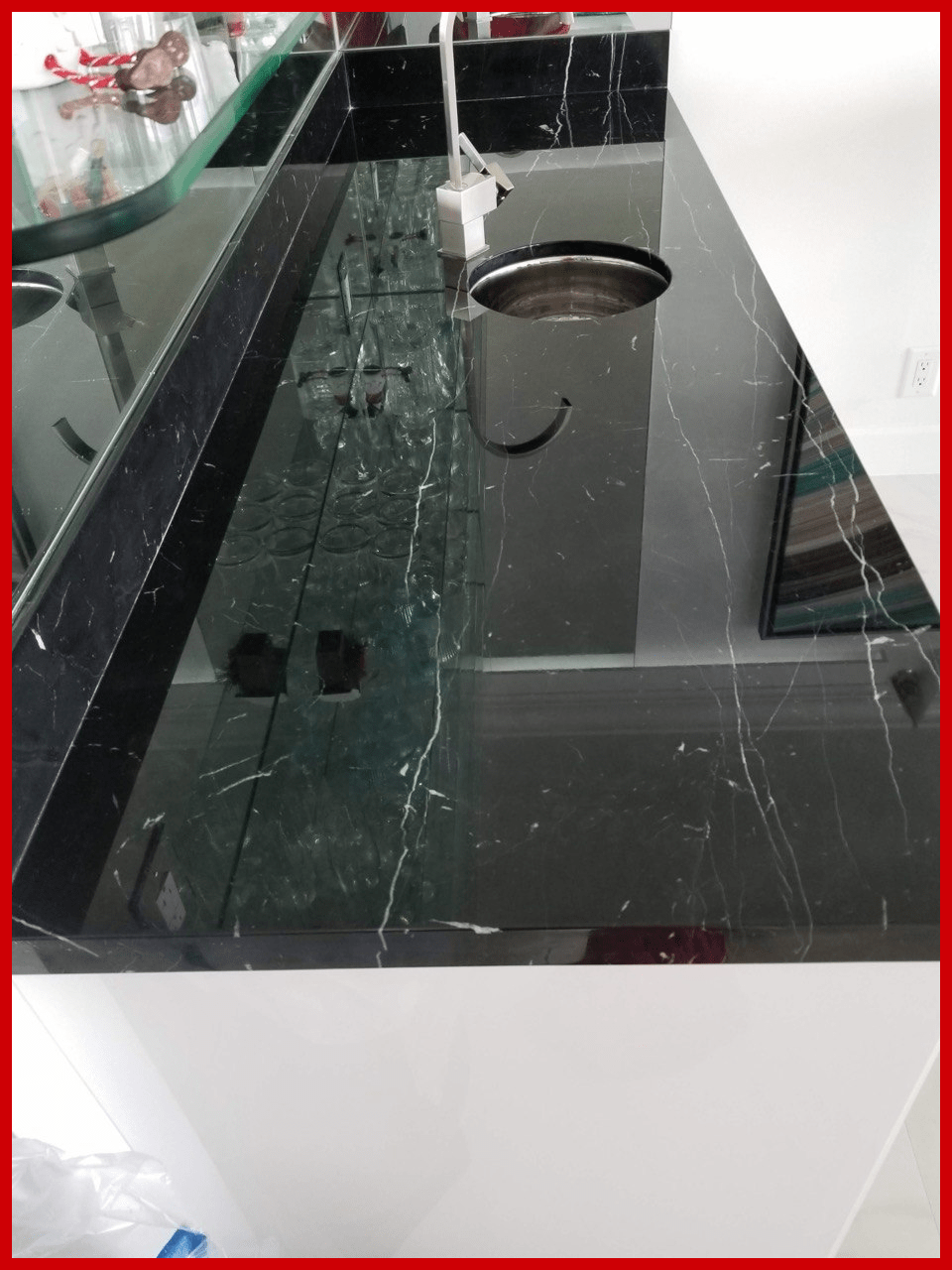 Countertop before and after restoration, Palm Beach County