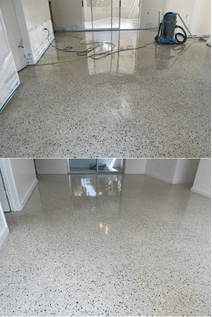 Marble floor before and after restoration, Palm Beach County