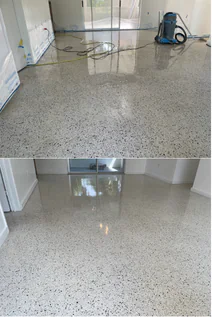 Marble floor before and after restoration, Palm Beach County