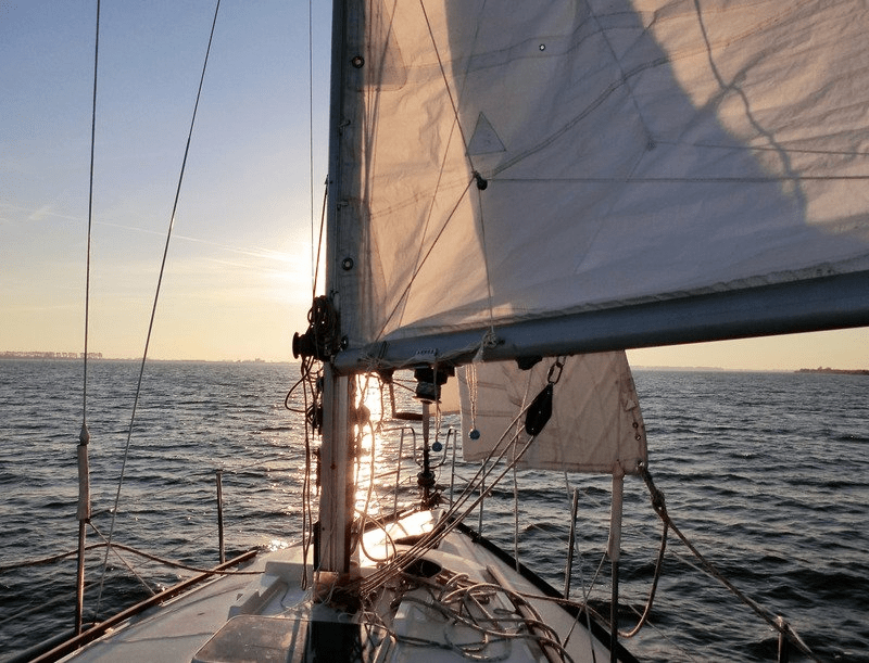 Sailing on Biscayne Bay at sunset
