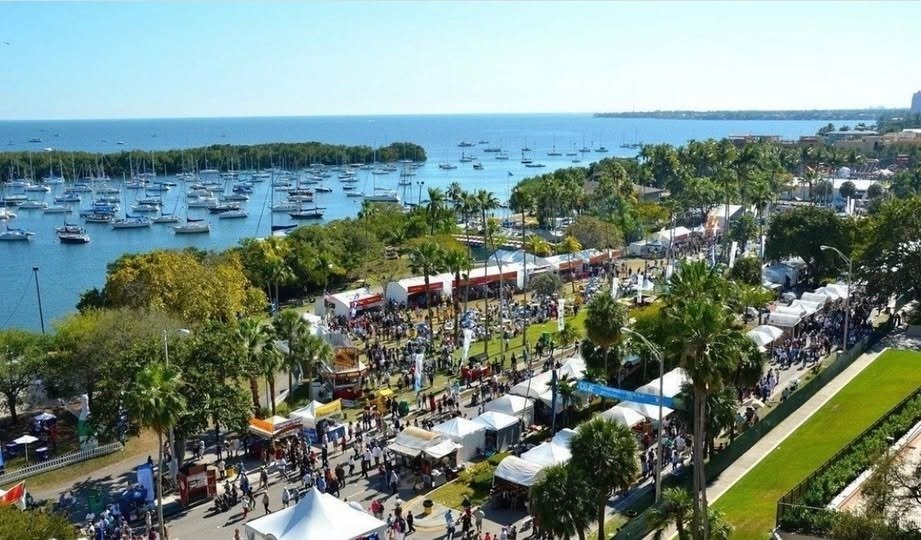 Aerial view of Regatta Harbour and Biscayne Bay